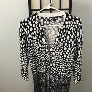 Sweater, Cardigan 3/4 length sleeve, Cyrus, Small, Black and White Pokka Dots